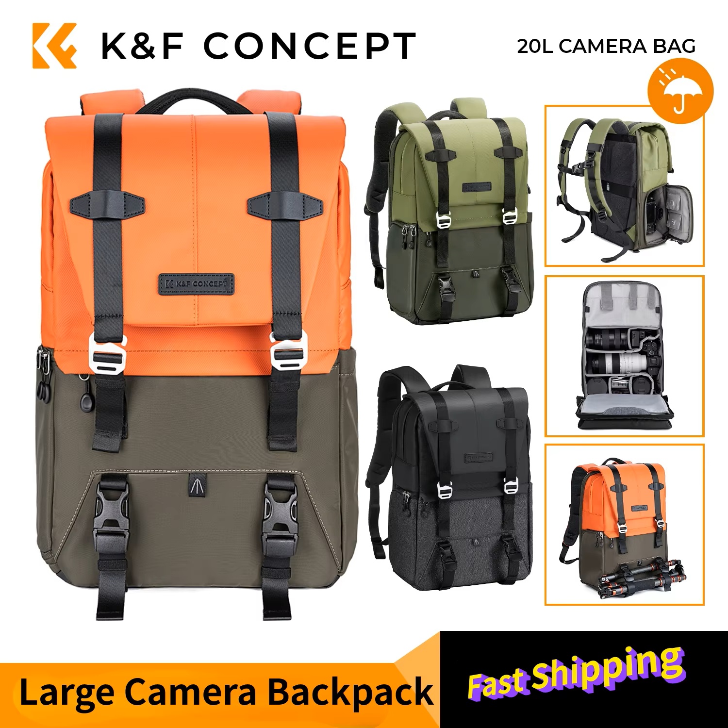 Laptop Backpack 15.6 - K&F CONCEPT Camera Backpack Travel Photography