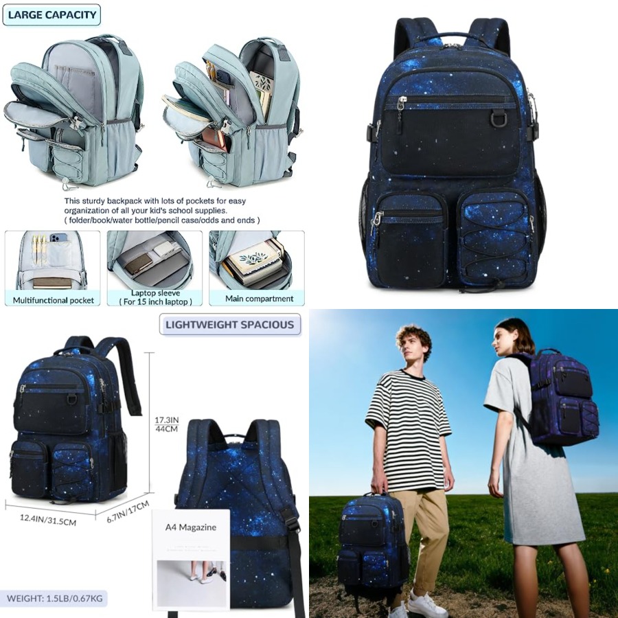 Laptop Backpack 15.6 - Multi-Pocket Backpack for Travel College, Heavy
