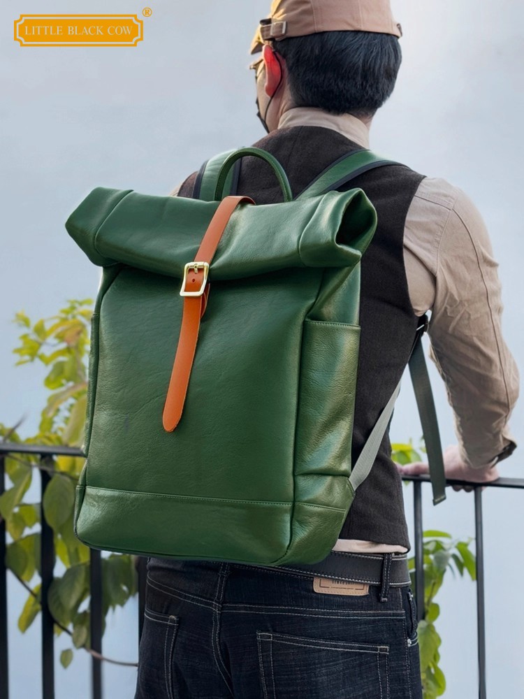 Large Capacity Mens Genuine Le - Leather Backpack Vintage のレビューと価格