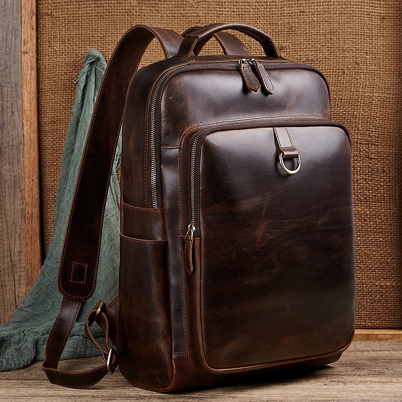 Men's Top Grain Waxed Leather  - Leather Backpack Vintage のレビューと価格
