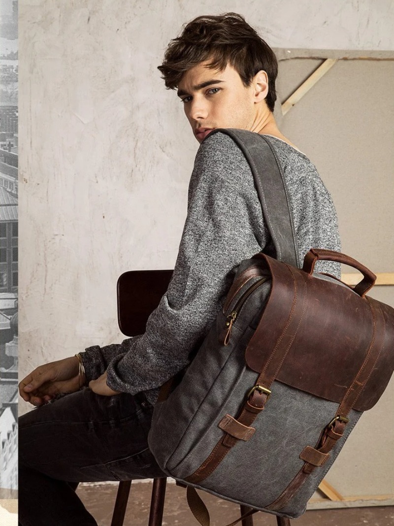 Military Canvas Leather Backpa - Rucksack Military Style のレビューと価格