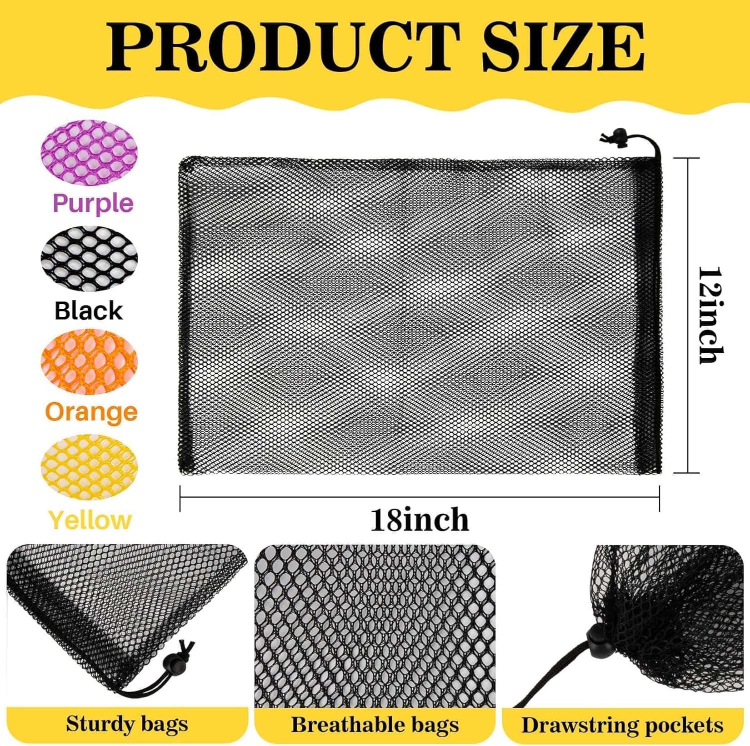 4PCS Mesh Drawstring Bags 18x1 - Drawstring Gym Bag のレビューと価格