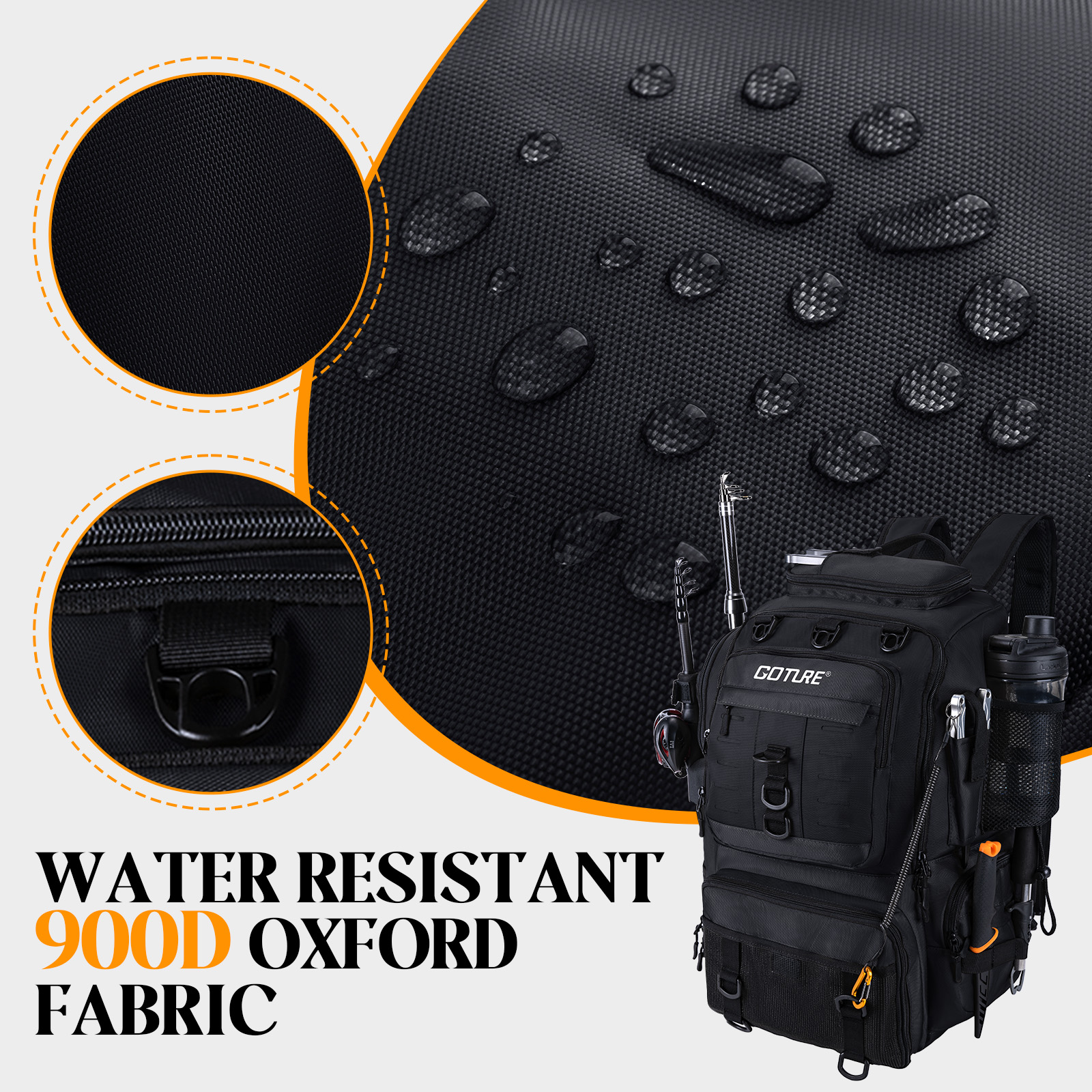 Goture Fishing Bag with Rod Ho - Backpack Insert Organizer のレビューと価格