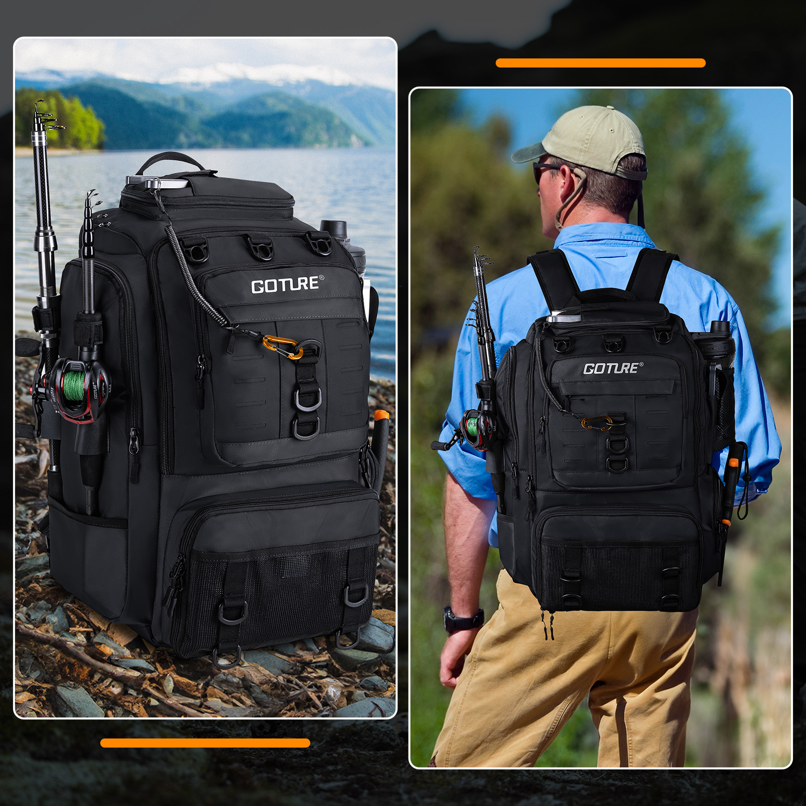 Goture Fishing Bag with Rod Ho - Backpack Insert Organizer のレビューと価格