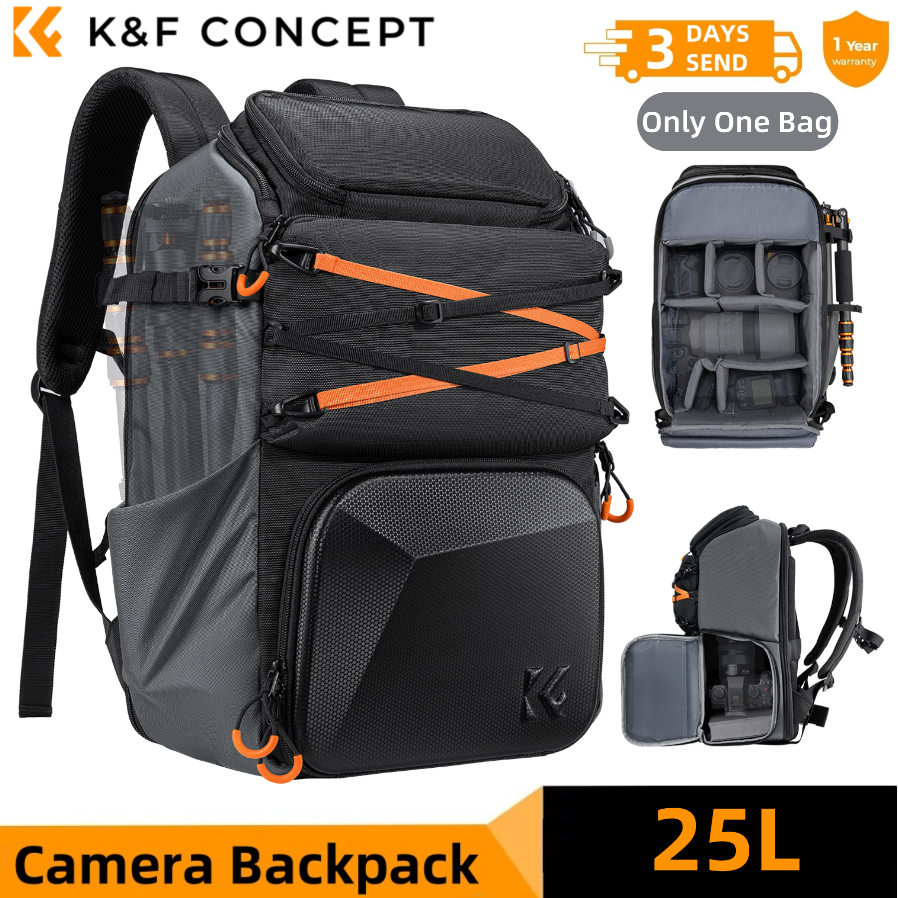 K&F CONCEPT 25L Outdoor Camera - Rain Cover Backpack のレビューと価格