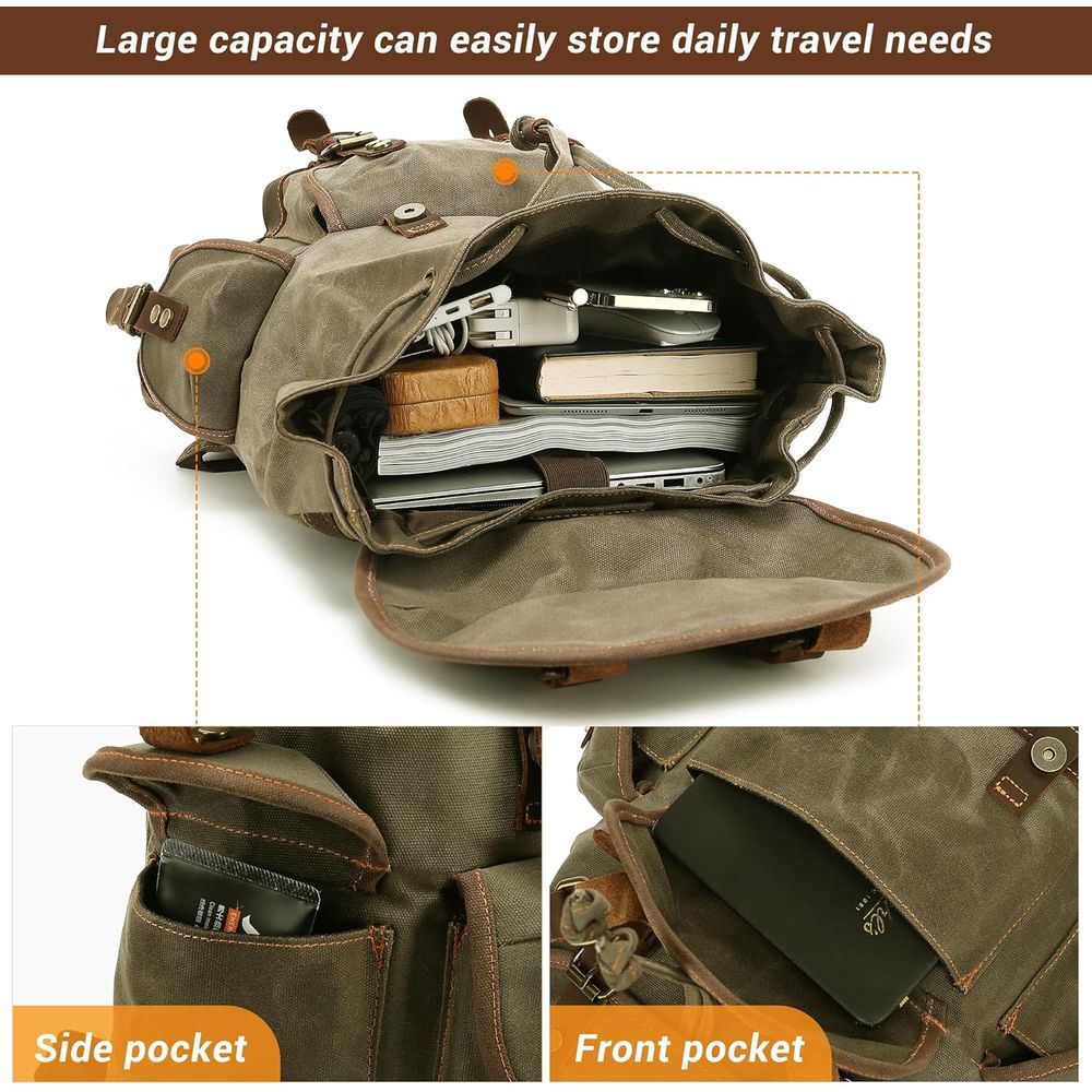 Vintage Canvas Leather Backpac - Leather Backpack Vintage のレビューと価格