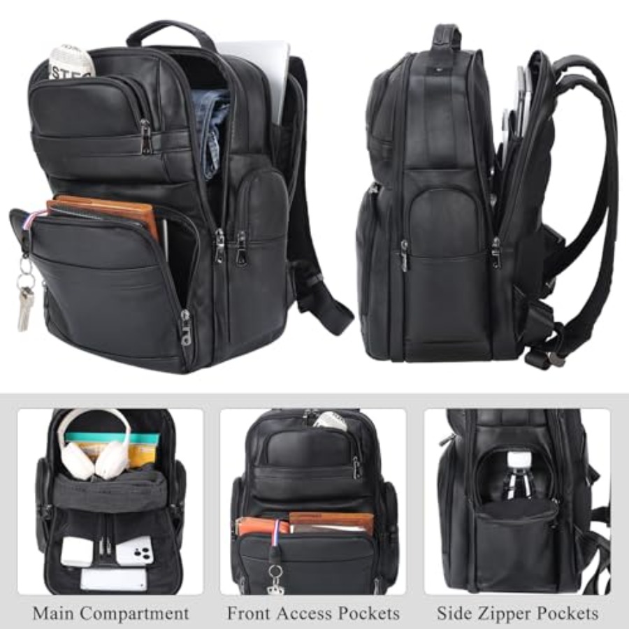 Men's Vintage Leather Backpack - Laptop Backpack 15.6 のレビューと価格