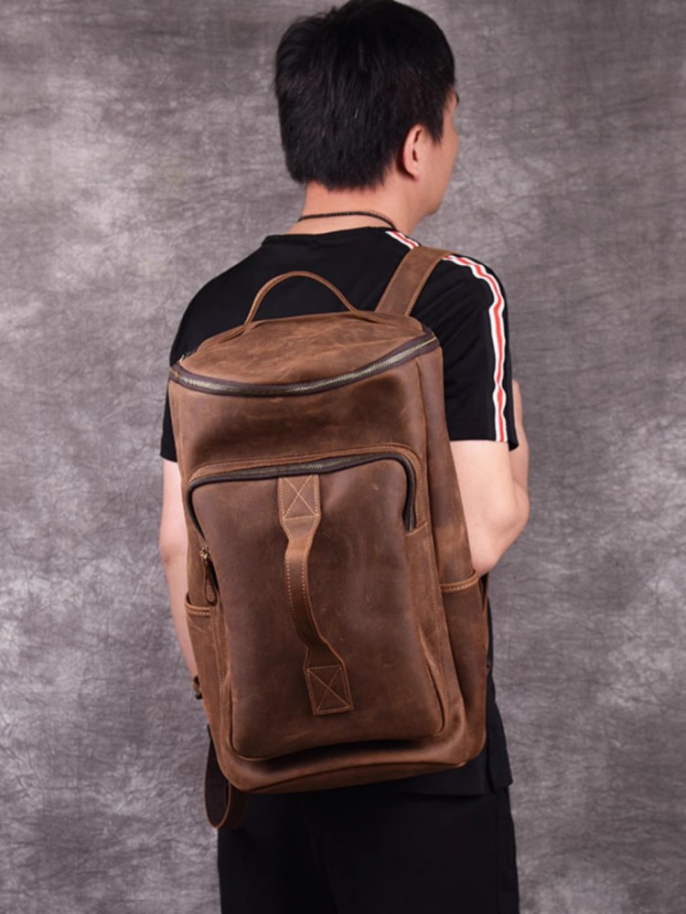Handmade Mens Large Capacity T - Leather Backpack Vintage のレビューと価格